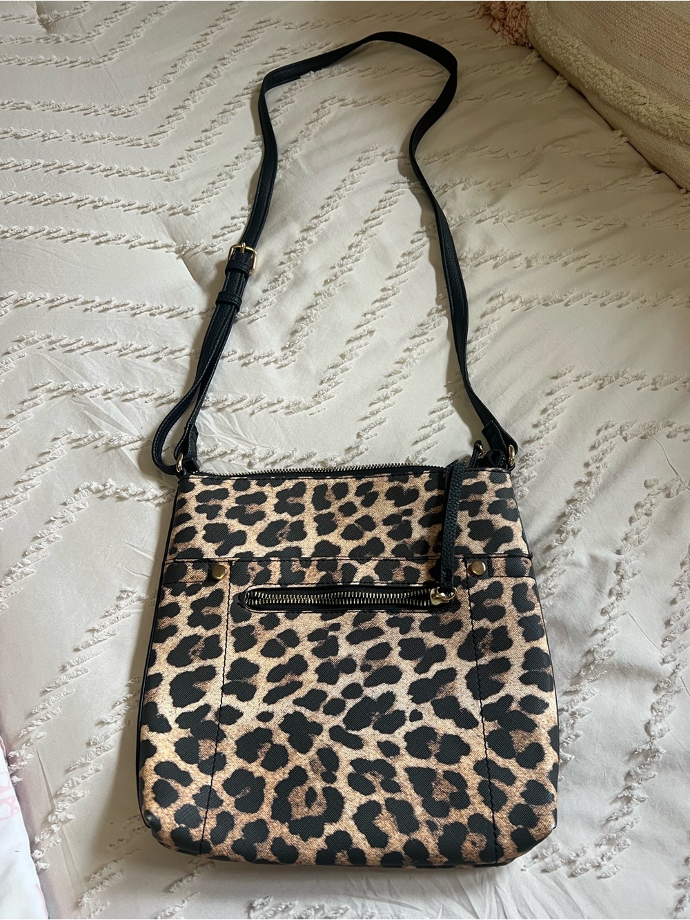 George Leopard Print Crossbody Bag - Black & Tan